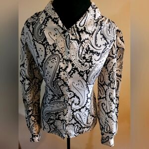 White And Black Paisley Vintage Blouse